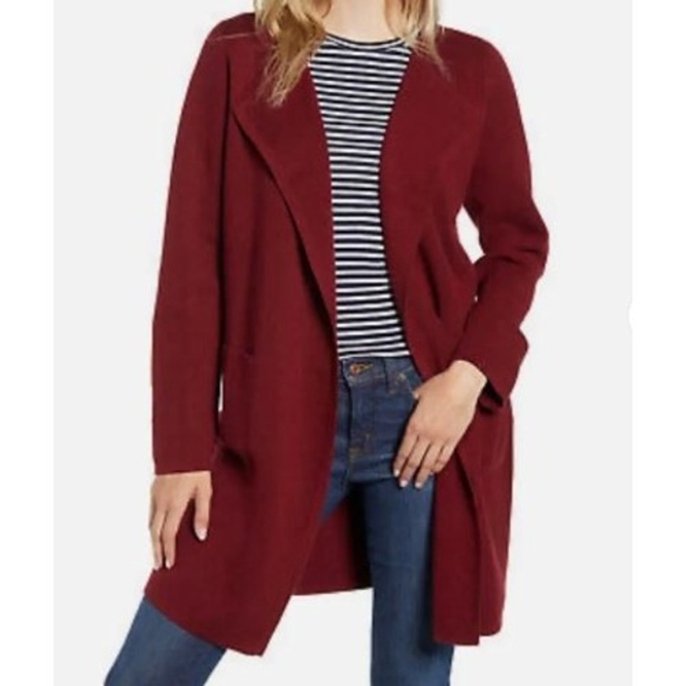 J.Crew Juliette Collarless Sweater Blazer Cardigan Small Burgundy Preppy Flawed